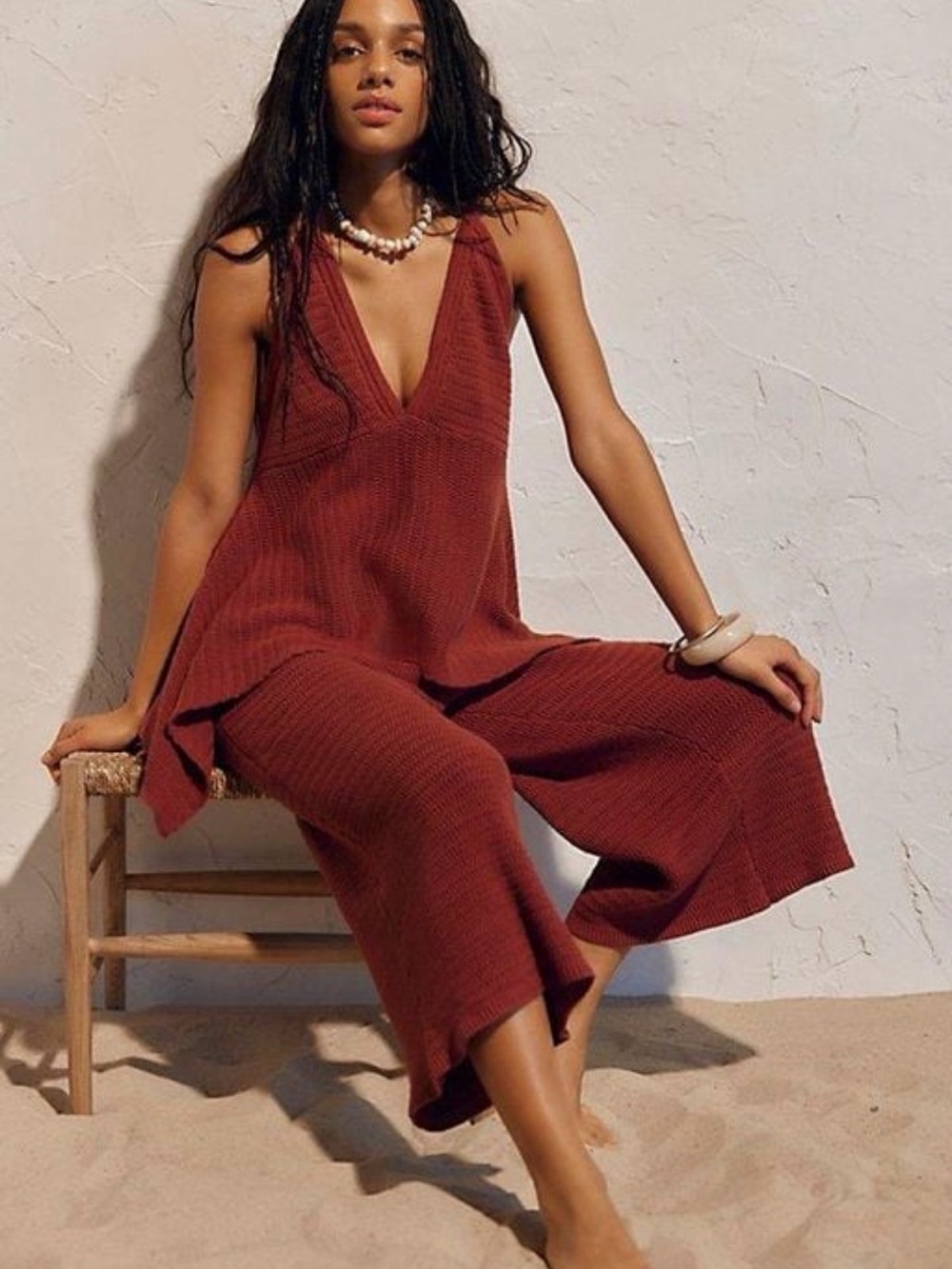 Free People Free-est Redwood Knit Handkerchief Hem Tank Top M NWT $128